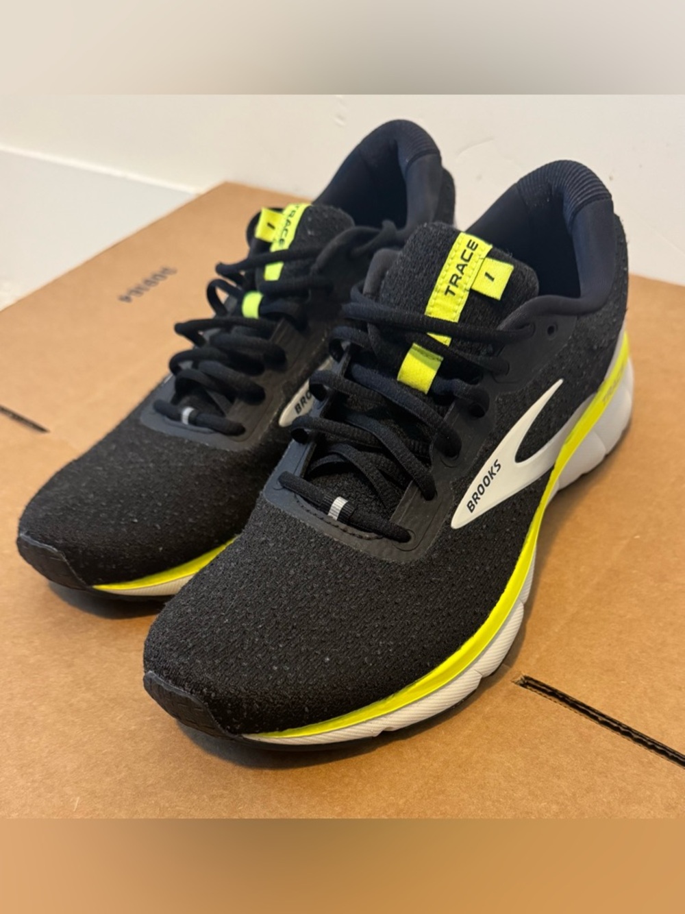 Brand new Men’s Brooks Black Running Shoes with Neon Yellow Accents